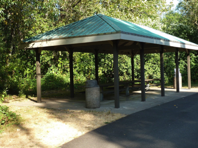 ...and has a picnic shelter along the trail that is reached by a ramp through the woods